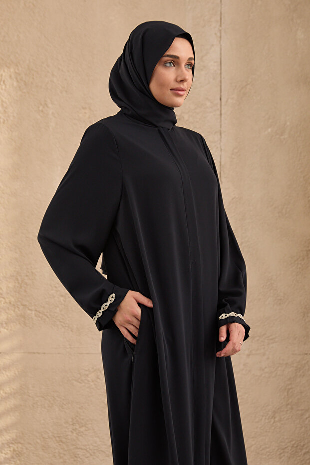 Hand Embroidered Navy Blue Diamond Ferace