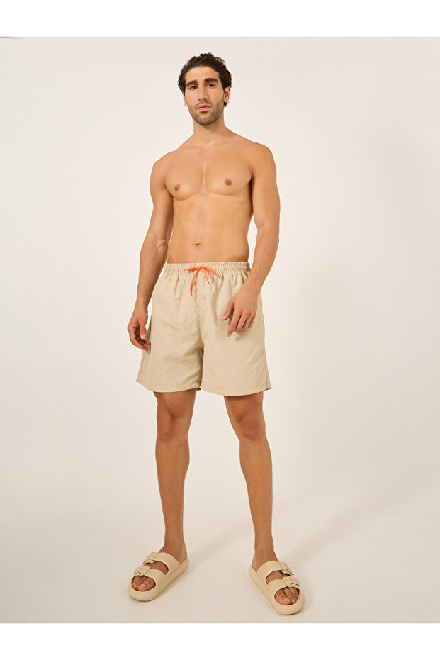 Solid Contrast Drawstring Swim Shorts - 2