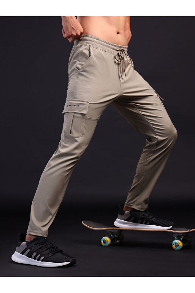 بنطال كارغو سادة قابل للتمدد في اتجاهين - 3