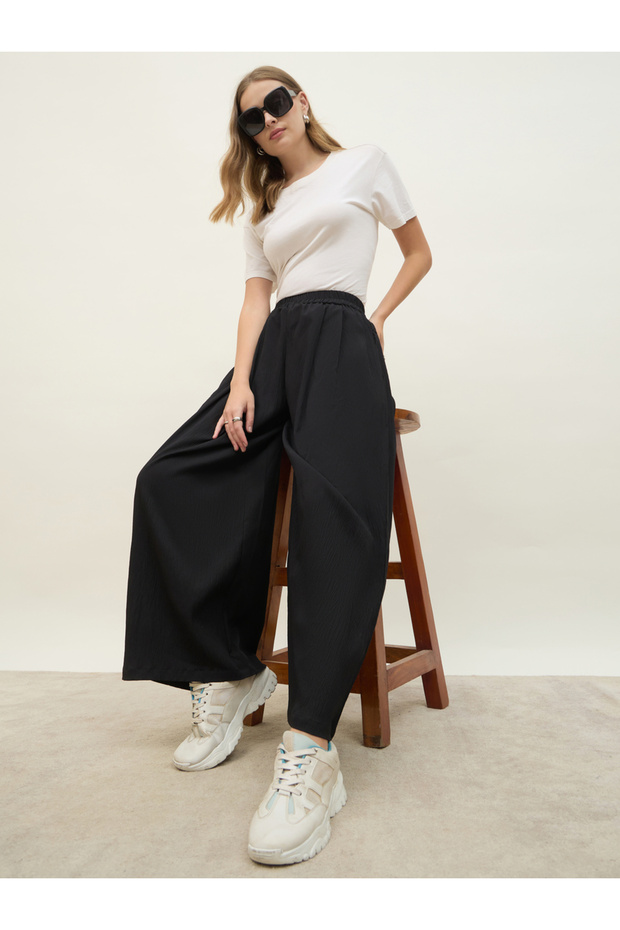 بنطال واسع الساق متوسط الارتفاع - 6