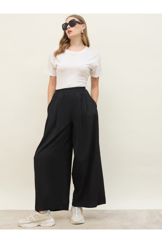 بنطال واسع الساق متوسط الارتفاع - 1