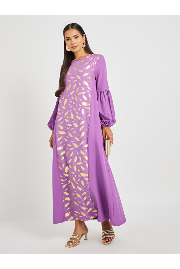 Foil Printed Cuffed Sleeves Jalabiya