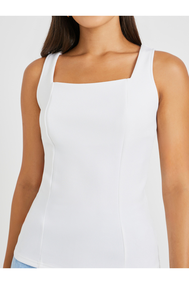 Solid Square Neck Strappy Top - 3