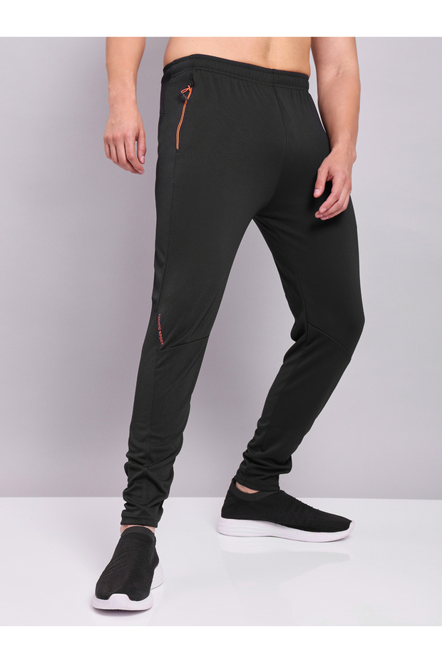 Men Black Solid Elasticated Waistband Track Pants