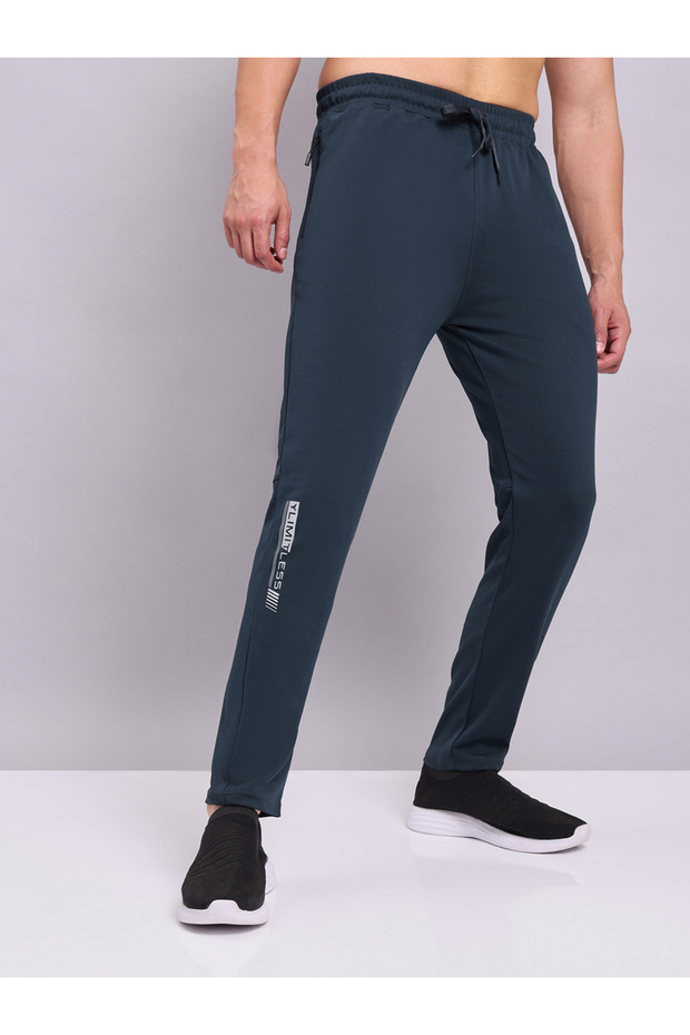 Men Grey Solid 4-Way Stretch Track Pants