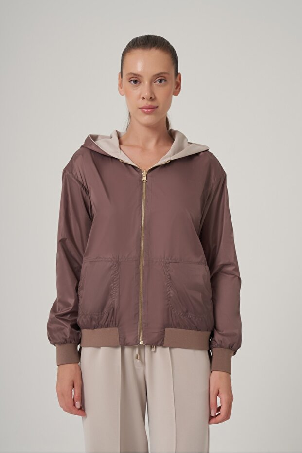 Çift Taraflı Kapüşonlu Mont - 1