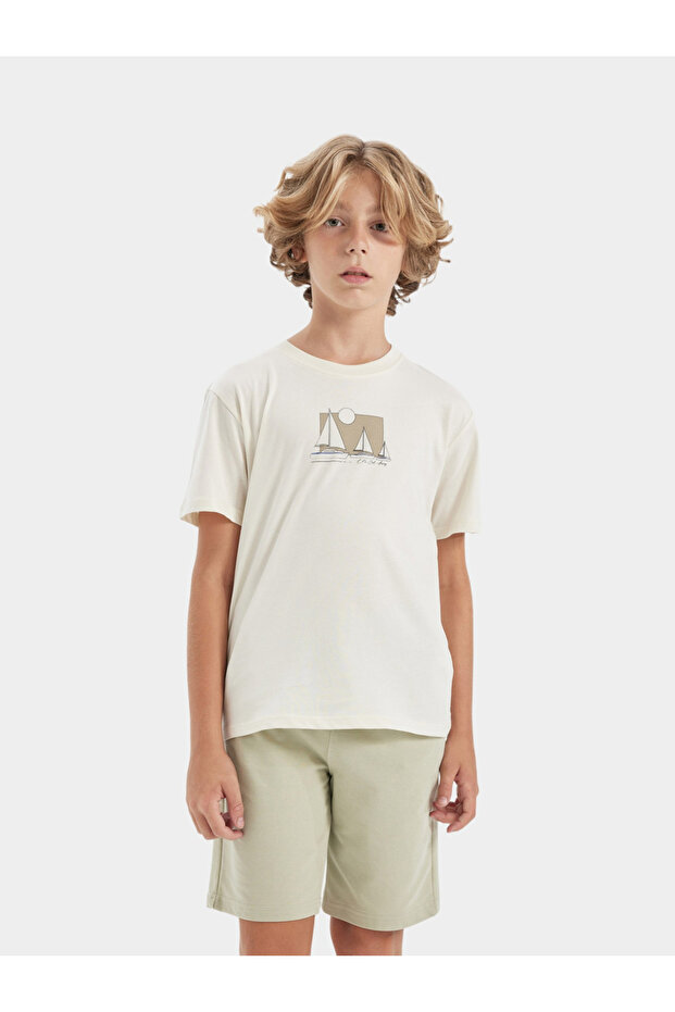 Kids Round Neck Printed Short Sleeve T-Shirt