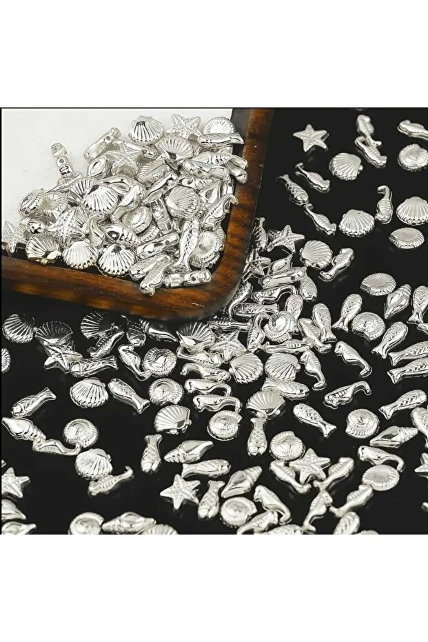 50 Pcs Silver Sea Figurines Plastic Spacer Jewelry Making Supplies