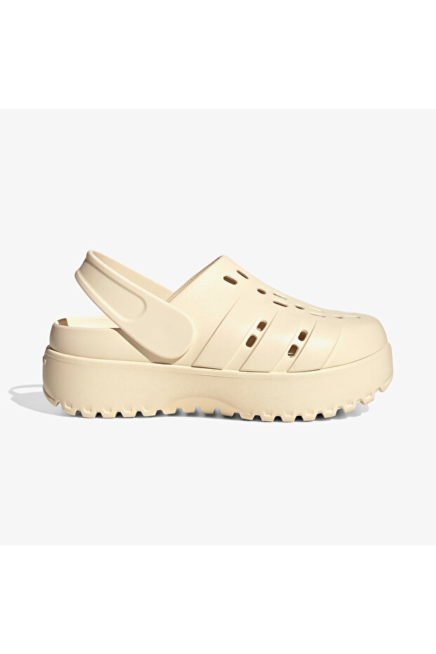 صندل Adilette Clog Platform للجنسين باللون الأبيض