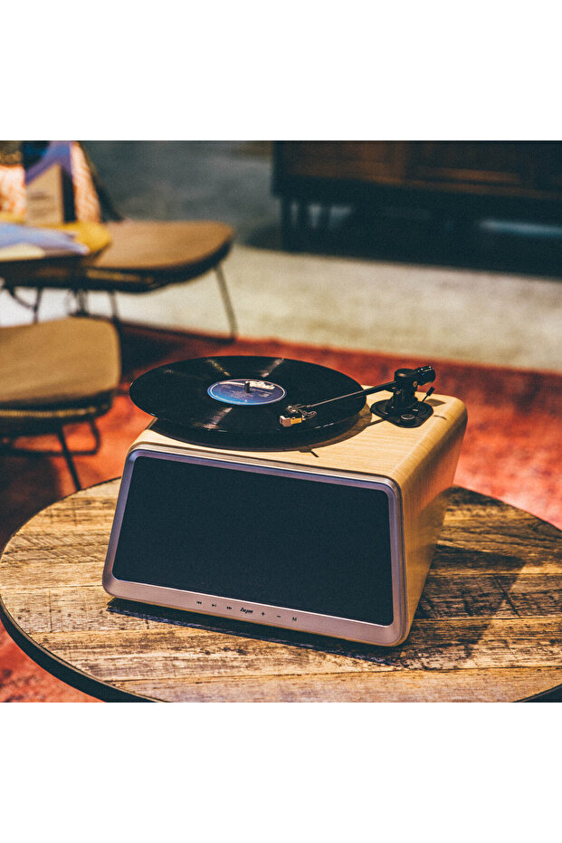 Seed Retro Pikap Plakçalar Bluetooth Hoparlörlü 80W RMS Hi-Fi Ses Sistemi, Meşe Ağacı - 3