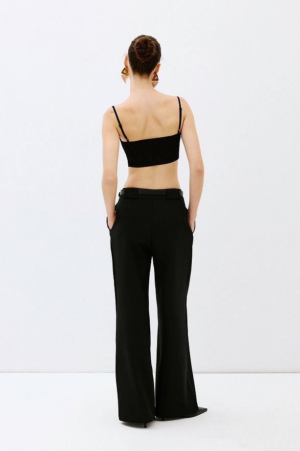 Kemerli wide leg pantolon - 5