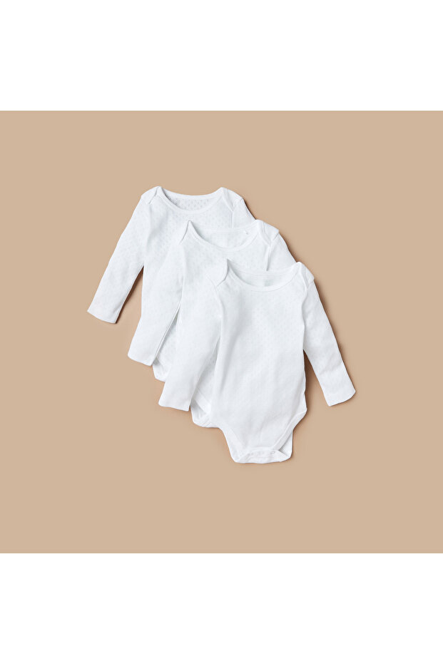 Textured Bodysuit With Long Sleeves - Set Of 3