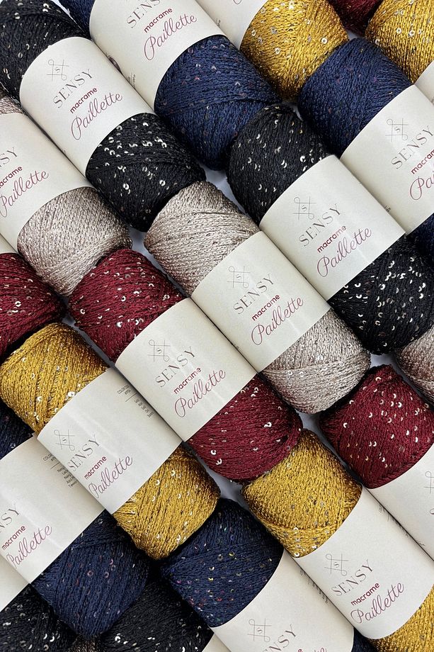 Paillette Pullu Polyester Makrome İpi Polyester Pullu Makrome İp Pullu Çanta İpliği Sütlü Kahve - 8