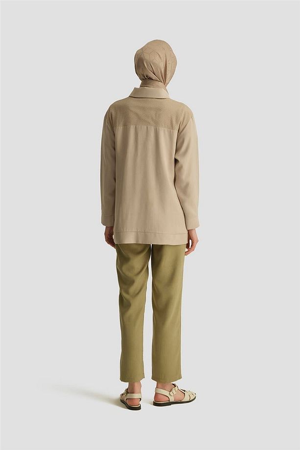 File Detaylı Tunik 25YD4228-1 Bej - 5