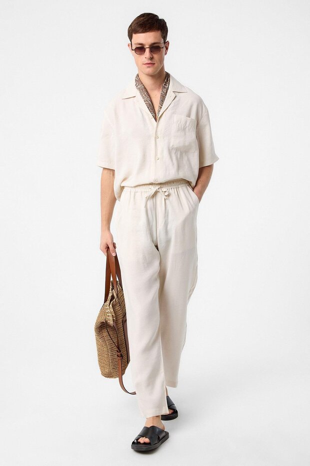 Ekru Relaxed Erkek Jogger Pantolon - 2