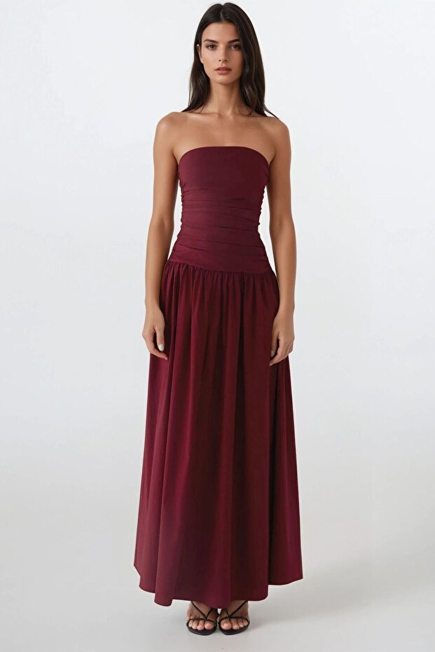 Straplez Maxi Elbise - 1