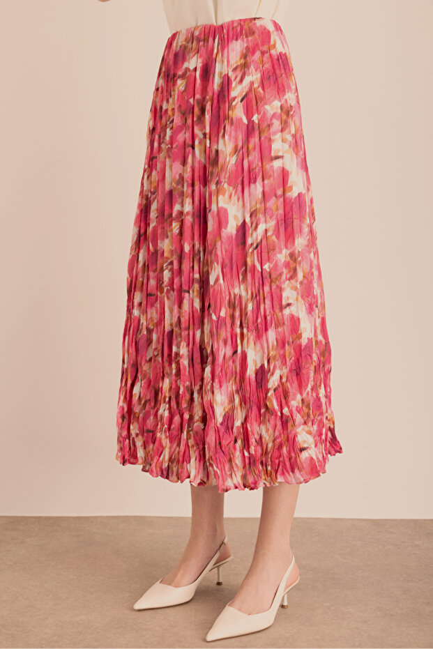 Fustă cu model și efect de ras - 4