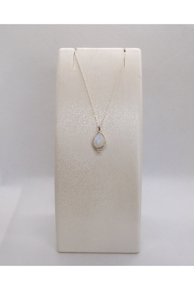 Ay Taşı Minimal Gümüş Kolye - 3