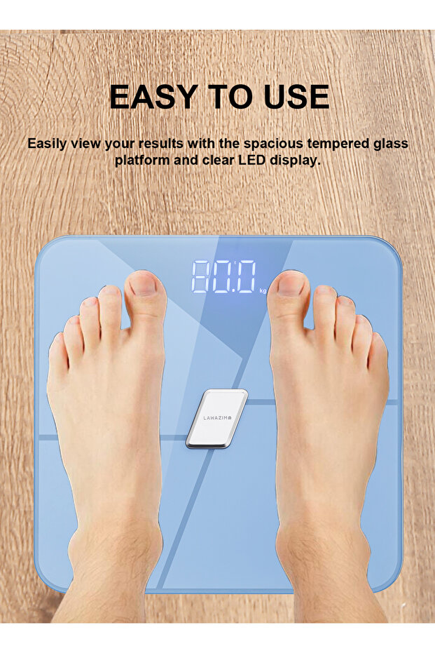 Digital Personal Scale with Bluetooth - LED Smart Body Scale, 13 Metrics, APP Sync - 7