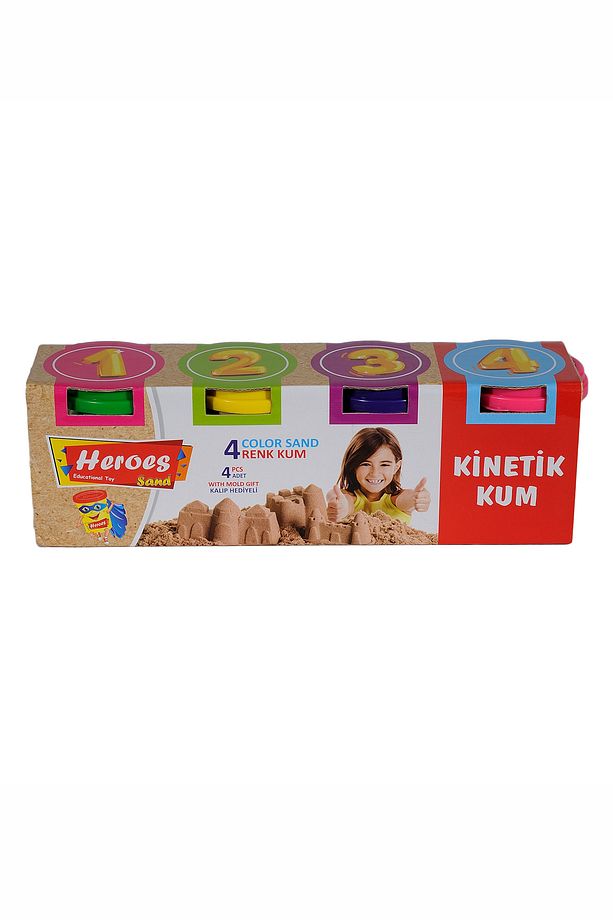 Kinetik Kum Seti 4’lü – 800 gr Pembe, Yeşil, Mavi, Mor Renk Oyun Kumu + Şekilli Kapak Kalıplar - 3