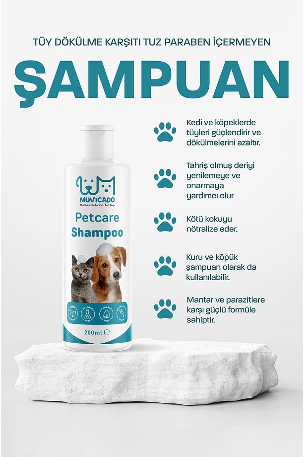 Kedi Köpek Şampuanı Tüy Döken Kedilere Özel Kedi Köpek Kuru Köpük Şampuan - 2