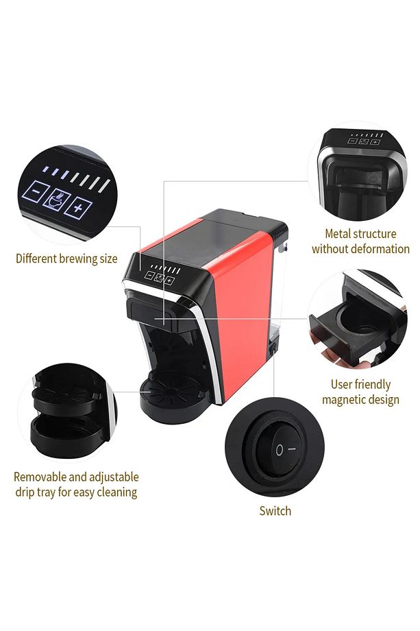 Kapsül Kahve Makinesi Nespresso Kapsülleriyle Uyumlu 1400W Yüksek Güç 800ml Kapasite - 4