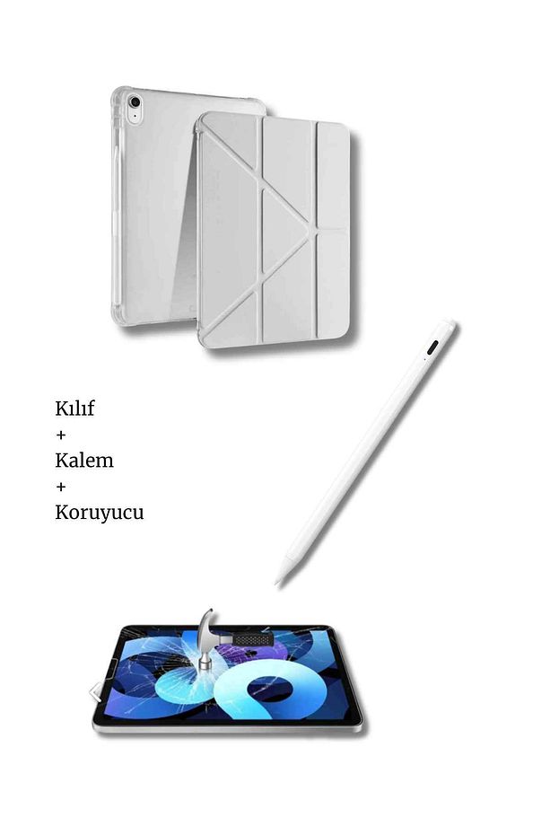 iPad A16 11. Nesil ve 10. Nesil A3355 A2757 Uyumlu Tablet Kılıfı Tablet Kalemi Ekran Koruyucu Set - 1
