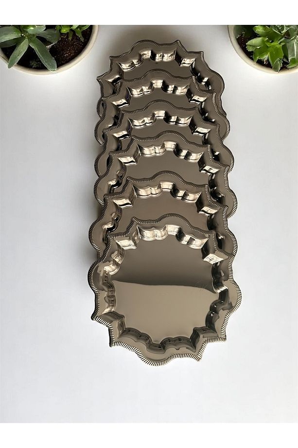Aşık Model 25 Cm Yuvarlak Çay, Kahve, Pasta Servis Tepsisi 6'lı - 3