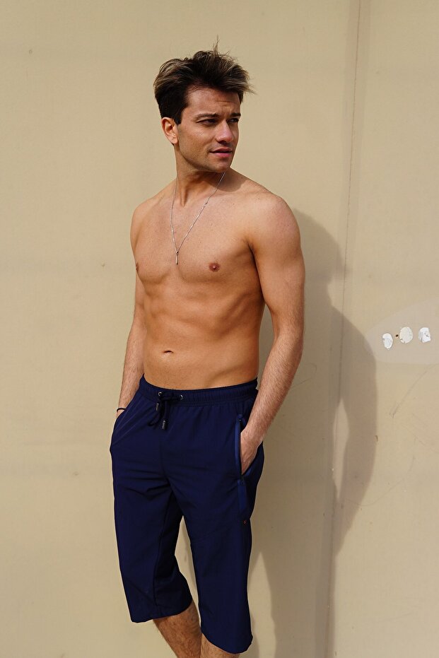 Férfi nagy méretű Lycra úszónadrág C1941 sötétkék - 1