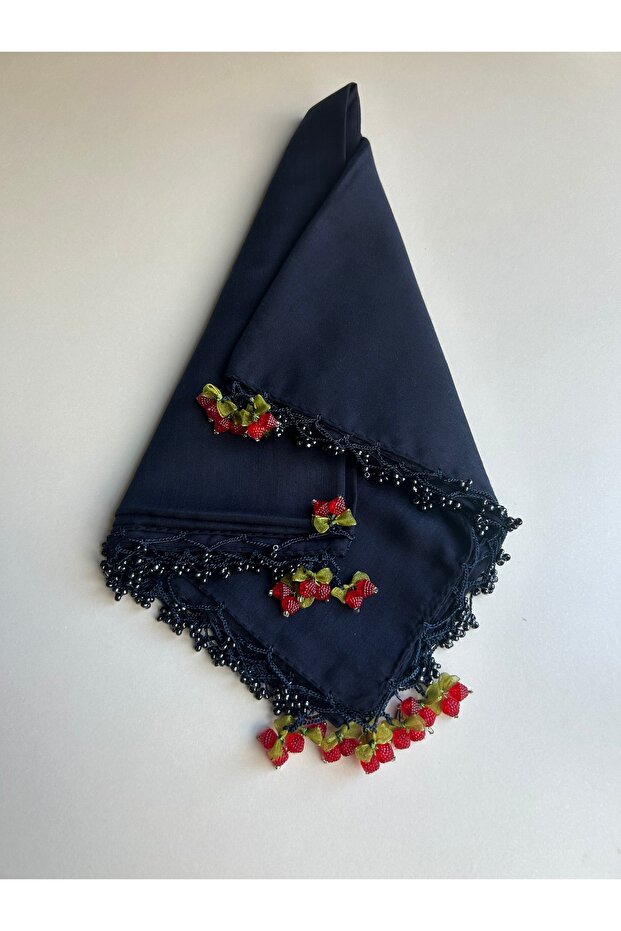 Handmade Cherry Embroidery Writing Edge Beaded Cheesecloth Handcrafted Embroidery 100X100Cm 4 Edges Embroidered
