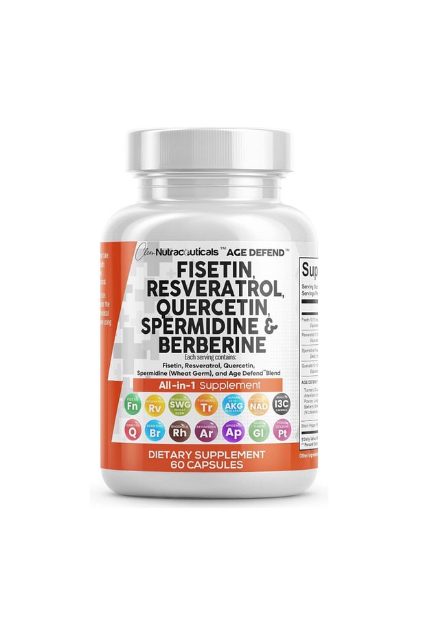 , Fisetin Quercetin Resveratrol with Spermidine Wheat Germ Extract 60 Capsules - 1
