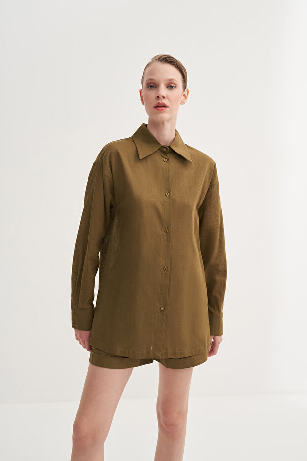 Basic Keten Gömlek - 2