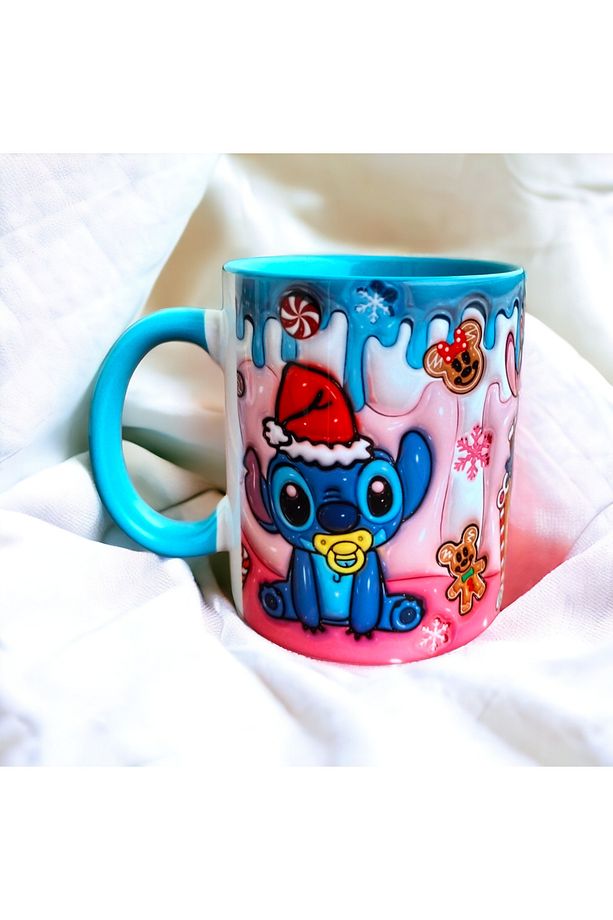 Stitch ve Angel Hediyelik Porselen Kupa- Doğum Günü Hediyesi Ev Ofis Kupası - 4