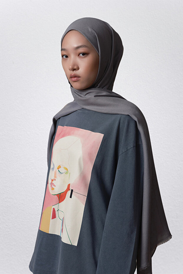 Dark Gray Modal Shawl - 1