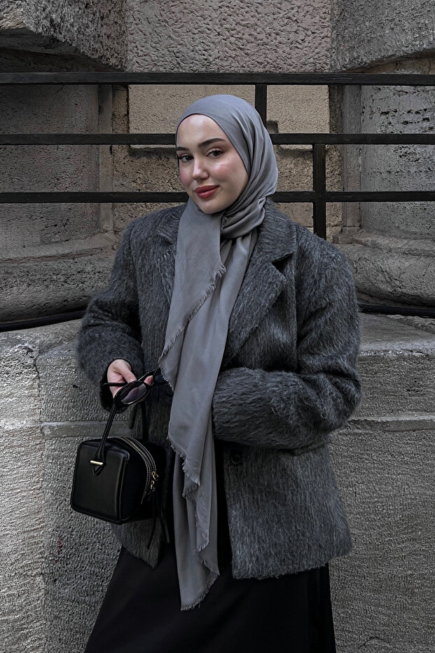 Dark Gray Modal Shawl - 4