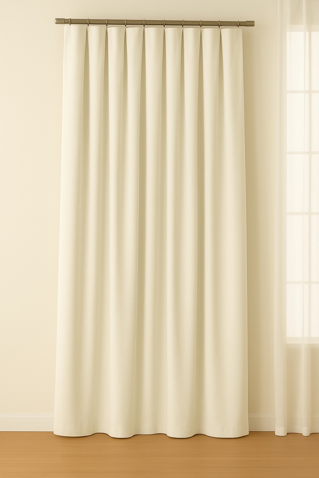 Luna Series Velvet Textured Pleatless Background Curtain - Cream