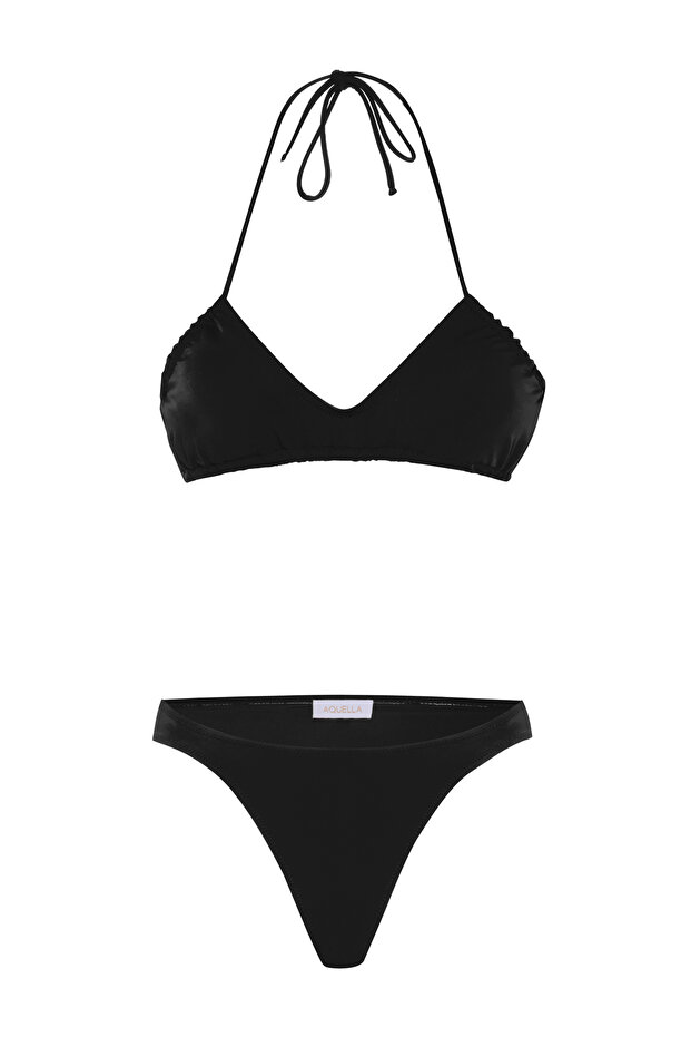 مجموعة بيكيني سوداء بدون حمالات - 1