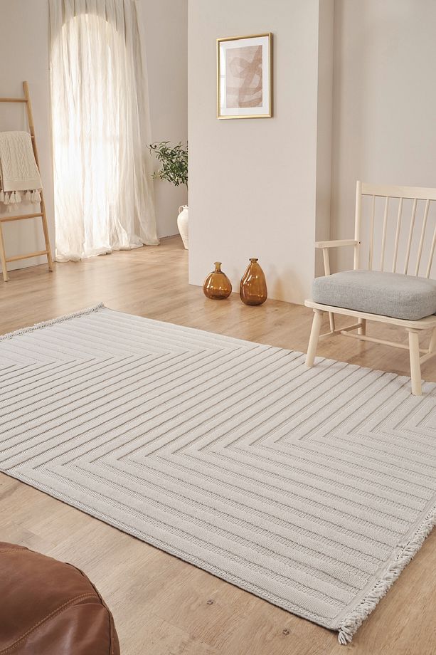 Kaşmir Halı İskandinav Rune Gray Salon Mutfak Halısı Yolluk - 1