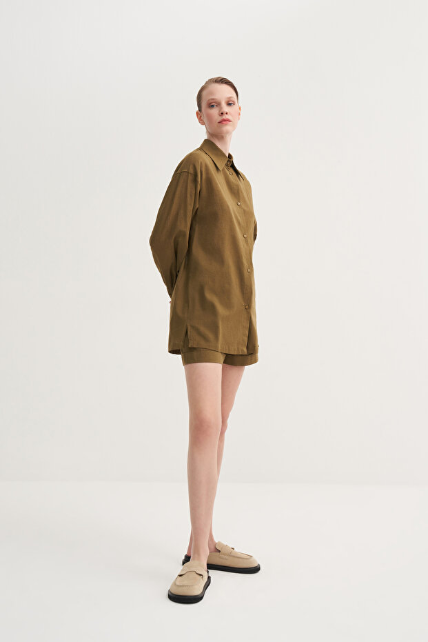 Basic Keten Gömlek - 5