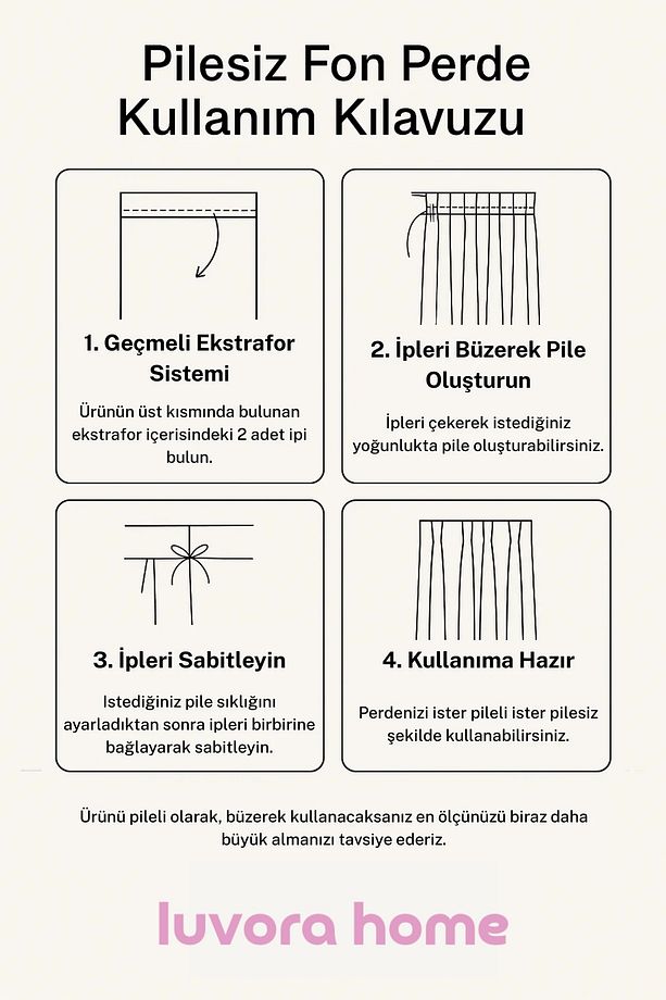 Nova Serisi Pilesiz Keten Fon Perde - Bej - 6