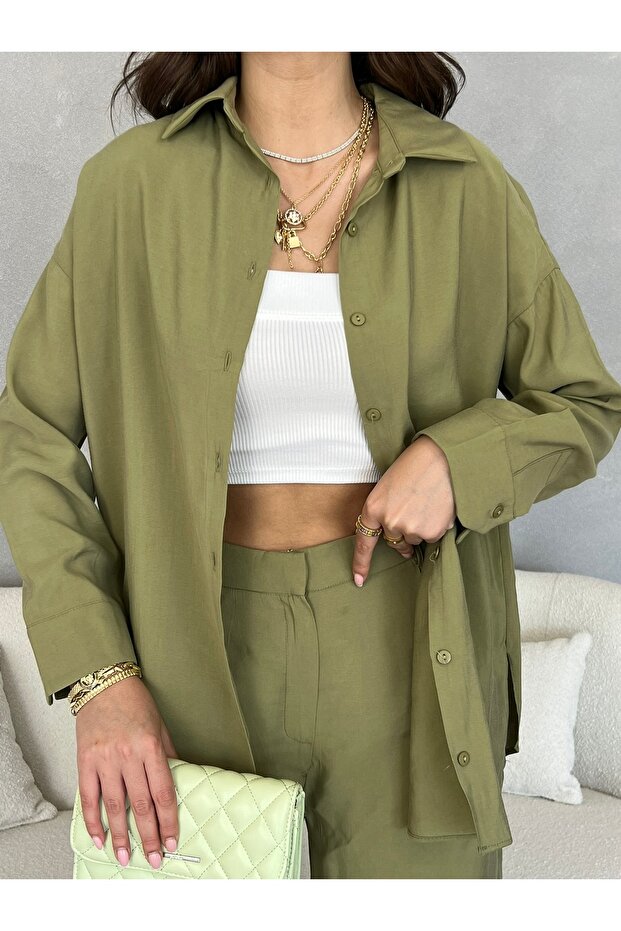 Oversize Modal Kadın Gömlek - 4