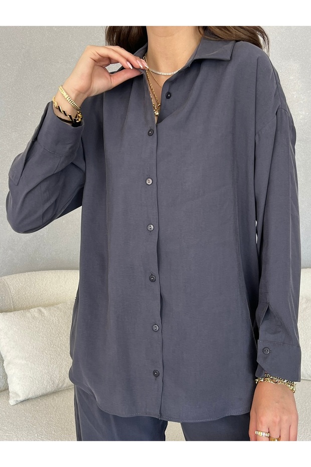 Oversize Modal Kadın Gömlek - 5