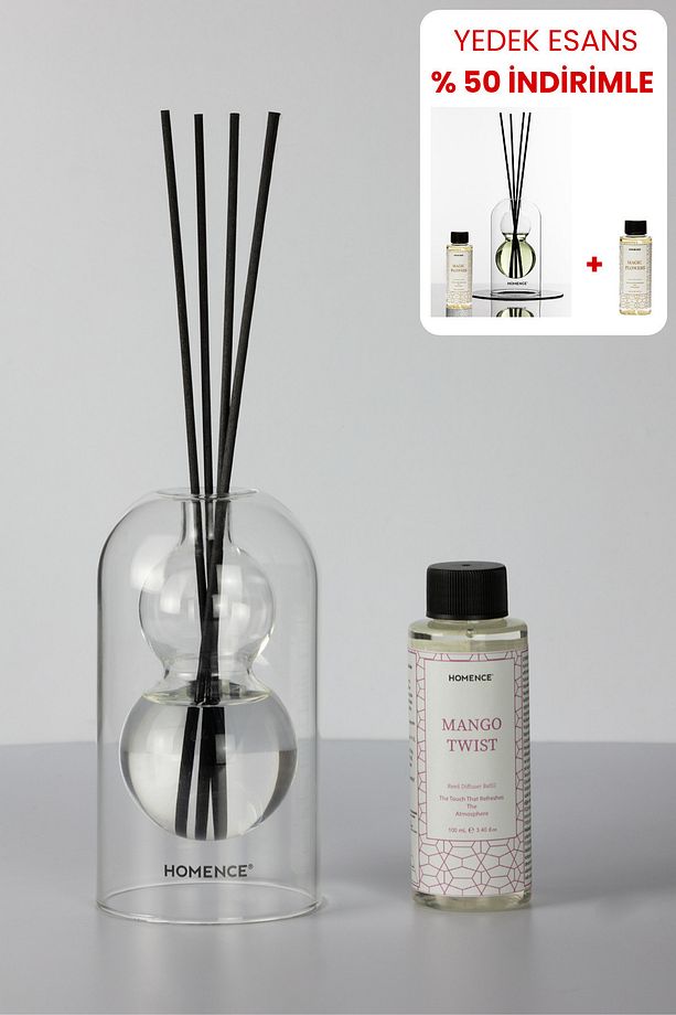 Mango Twist Bambu Çubuklu Dekoratif Cam Oda Kokusu – Mango, Bergamot, Greyfurt, Limon 100ml Refill - 5