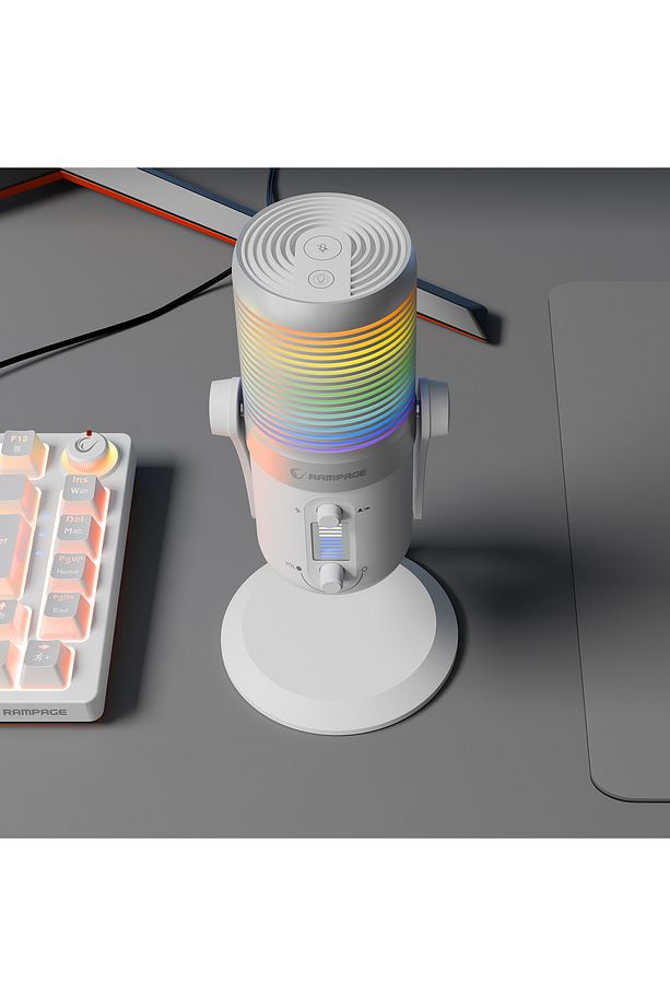 Diyez Beyaz Rgb Ses Gösterge Mikrofon Oyuncu Mikrofonu Yayıncı Mikrofonu Youtuber Mikrofonu - 3
