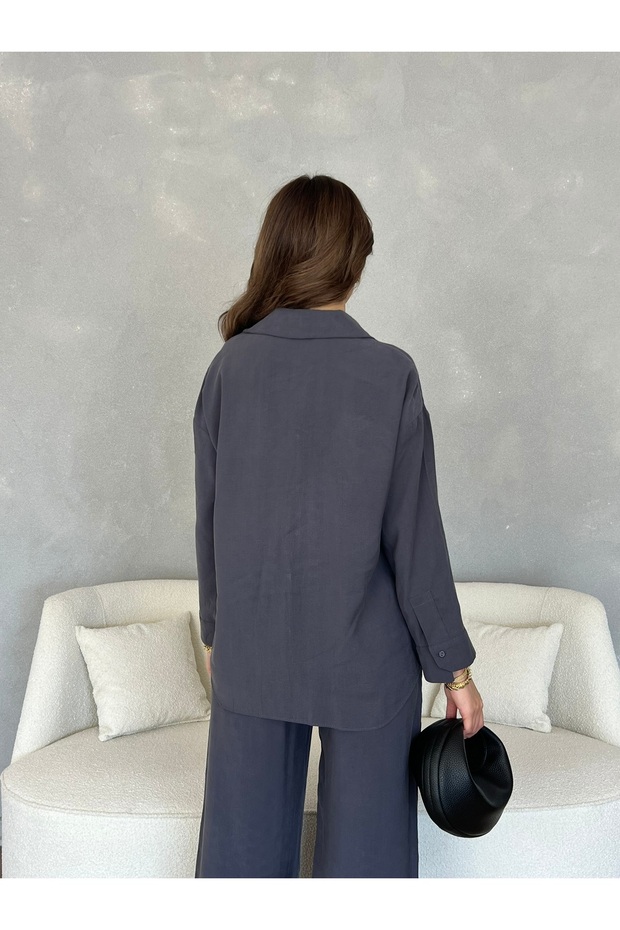 Oversize Modal Kadın Gömlek - 6