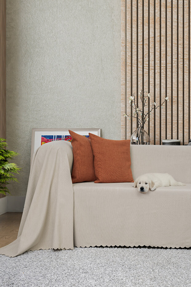 Non-Slip Seat Cover Double-Sided Microfiber Chenille 175x300 cm Clay - Cat Dog and Child Friendly