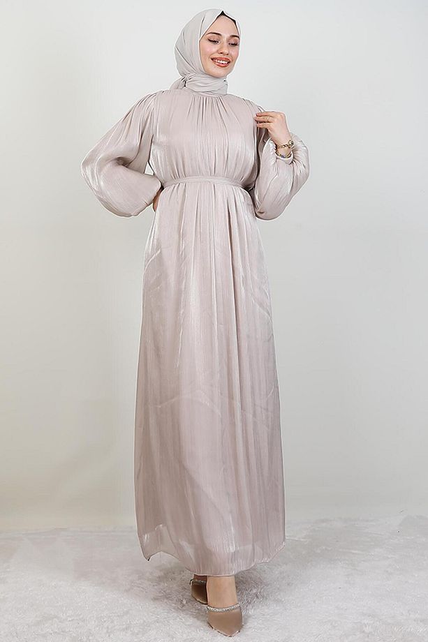Lidya Tesettür Elbise Bej - 3