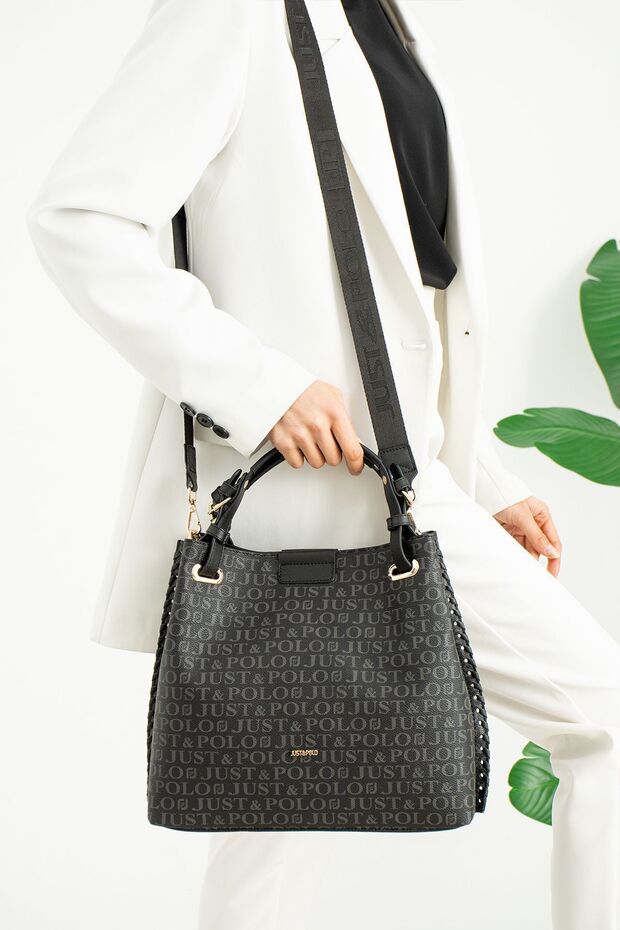 Vegan Leather Premium Product Multi-Compartment Women's Shoulder Bag Glb-3015tt Black