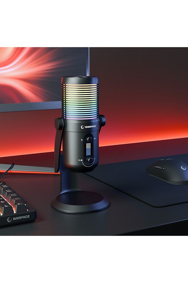 Diyez Siyah Rgb Ses Gösterge Mikrofon Oyuncu Mikrofonu Yayıncı Mikrofonu Youtuber Mikrofonu - 4