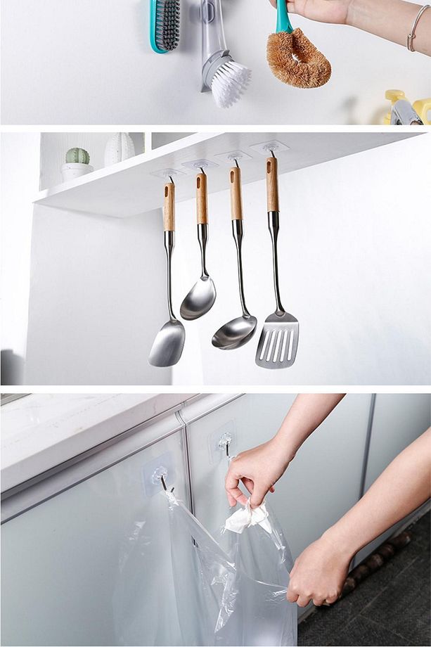 1 Adet Kare Şeffaf Askı Güçlü Kendinden Yapışkanlı Kapı Duvar Askısı Banyo Askısı Mutfak Askısı - 5